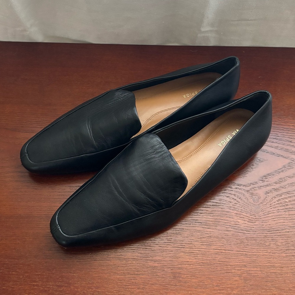 Via Spiga Black Leather Driving Loafer - Picture 2 of 7